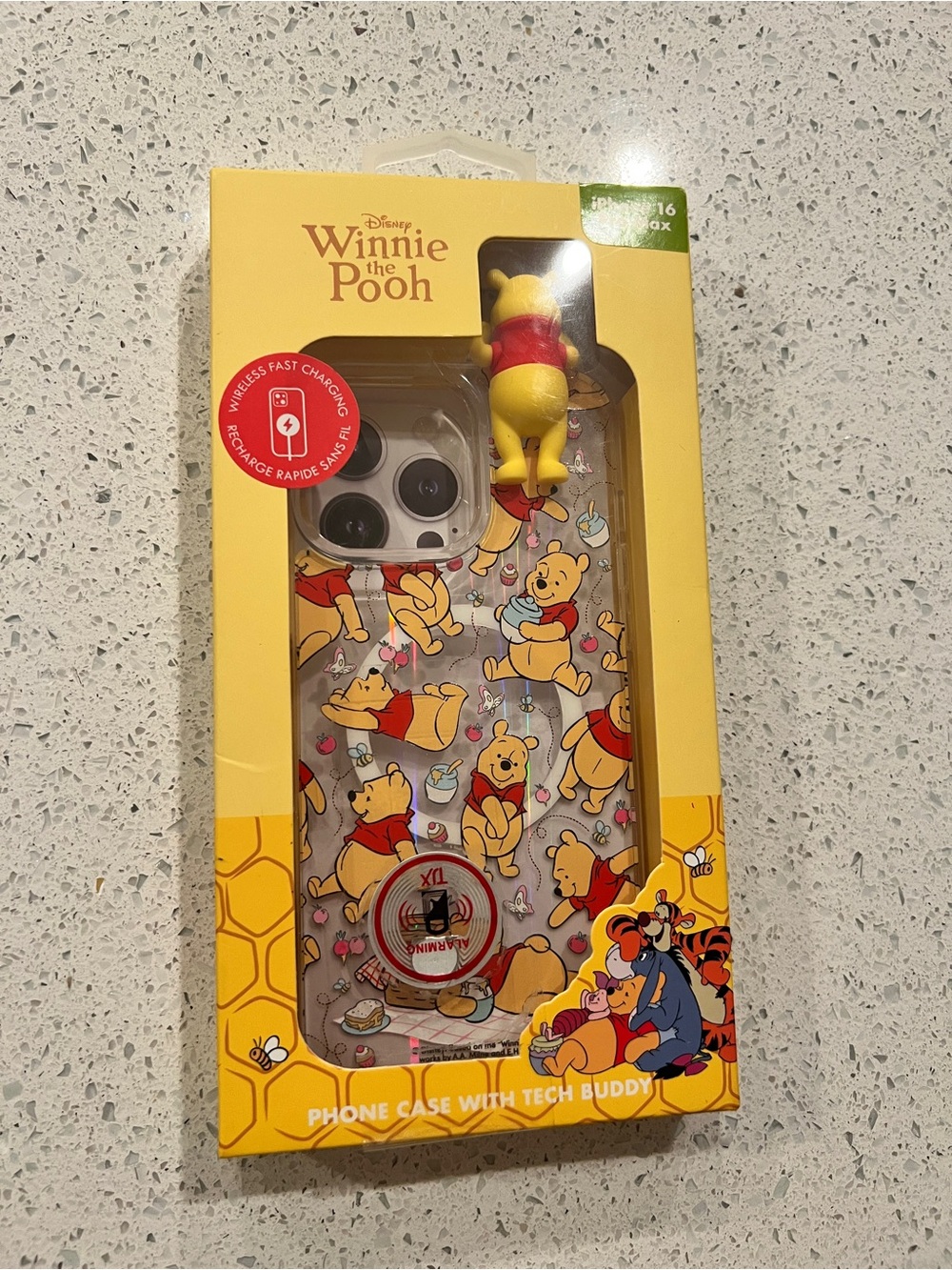 Disney 🐝 Winnie the Pooh Yellow iPhone Case with Tech Buddy 16 Pro Max